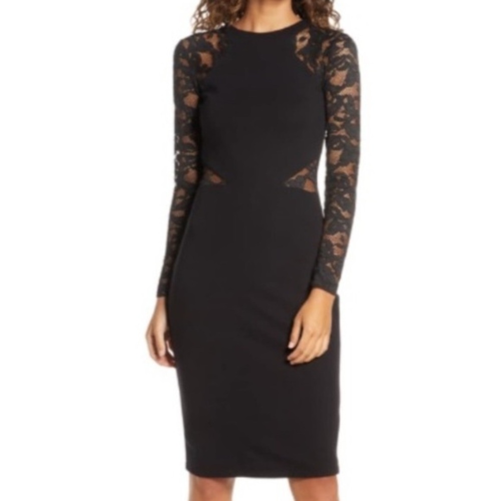 French Connection Viven Knee Length Long Sleeve Lace Dress